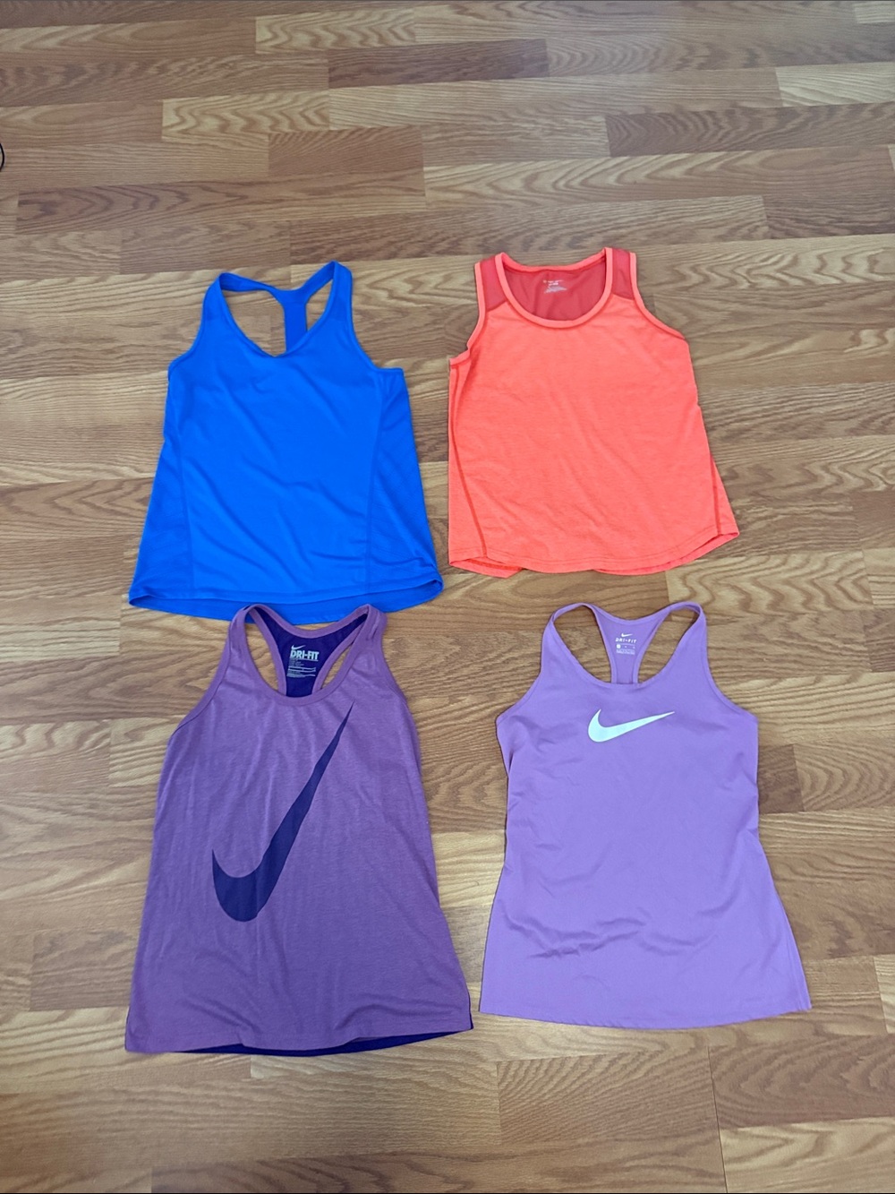 Nike & Assorted Athletic Tank Tops - Blue, Coral, Purple